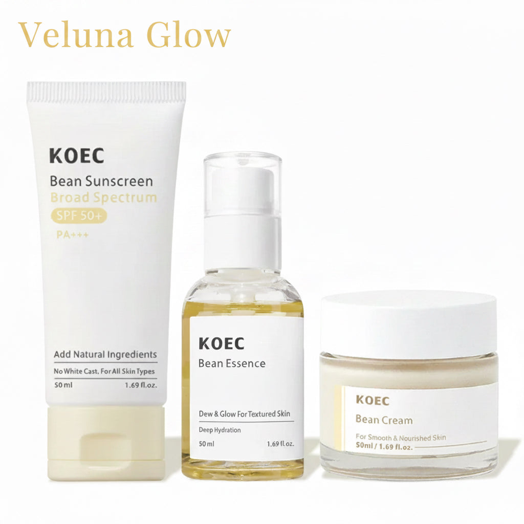 3Pcs Bean Essence Set Korean Skin Care Serum Exfoliating Hydrating Glass Skin Hyaluronic Acid for Moisturized Smooth Complexion