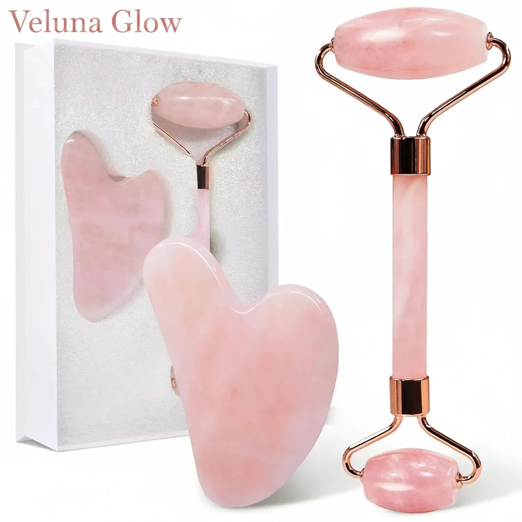 Veluna Glow Guasha Facial Tool and Roller Set