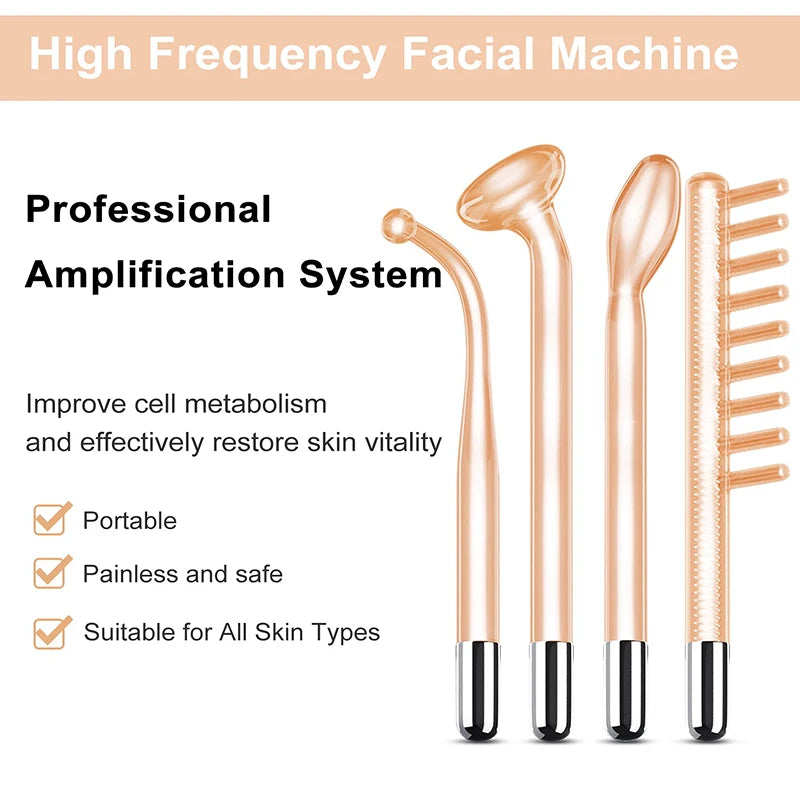 New Orange High Frequency Facial Machine Electrotherapy Wand Neon Argon Tubes Wands Device Face Skin Care Beauty Tools Home Use